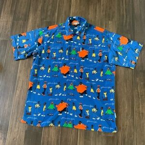 Y2K Platinum Fubu Fat Albert Button Up Short Sleeve Vintage 90’s Shirt Size XXL